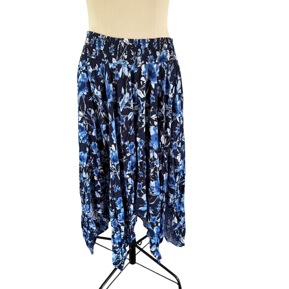 Blue Dark Floral Asymmetrical Maxi Skirt Plus Size 22W Fairy Grunge Whimsygoth